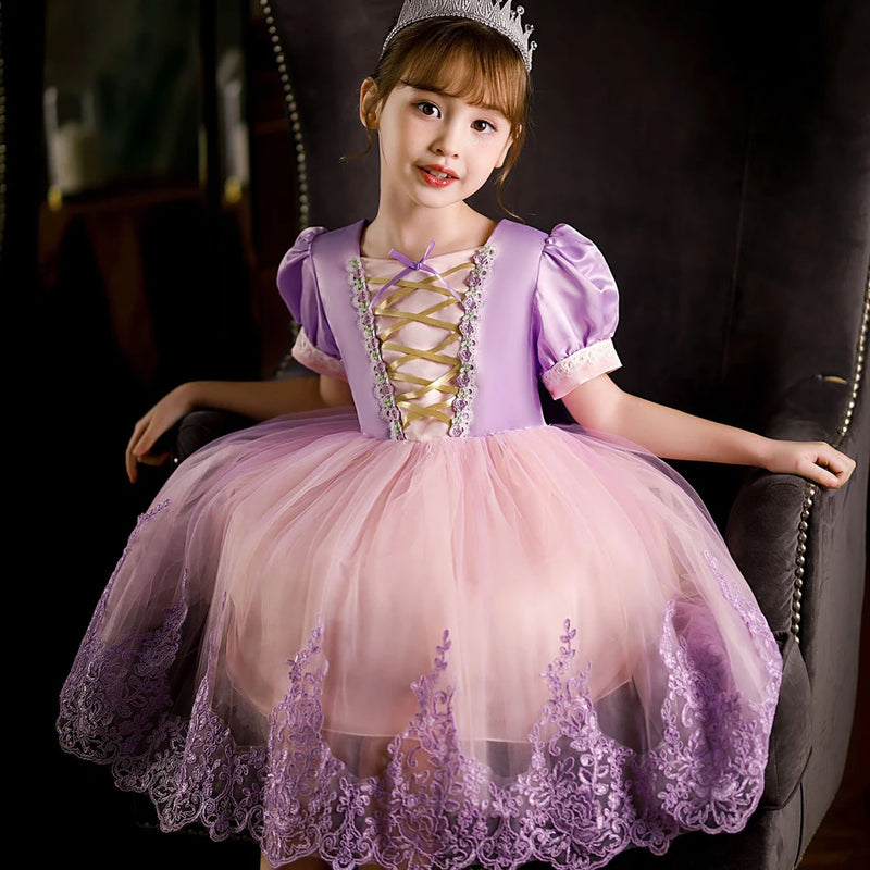 Baby Rapunzel Dress Mesh Princess Girls Sequin Tangled Cosplay Costume Halloween Kids Birthday Party Xmas Ball Gown 1-6T