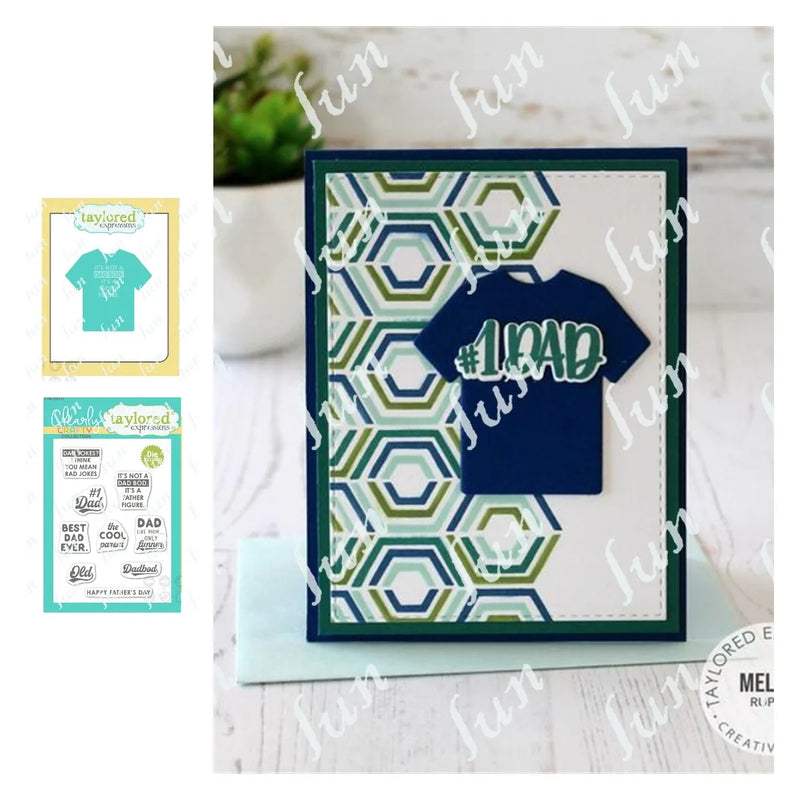Father's Day Theme Metal Cut Dies Hexagon Layering Stencils Fish Hook Line Sinker Clear Stamps Diy Holiday Cards Decor Scrapbook