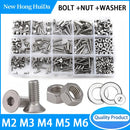 M2 M3 M4 M5 M6 Hex Socket Flat Head Machine Screw and Nut Metric Countersunk Hexagon Bolt Assortment kit Set 304 Stainless Steel