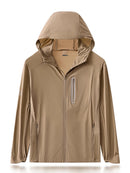 Men Summer Jacket UPF50+ UV Blocking Skin Coats Nylon/Spandex Breathable Quick Dry Light&Thin Sun Protection Hooded Windbreakers