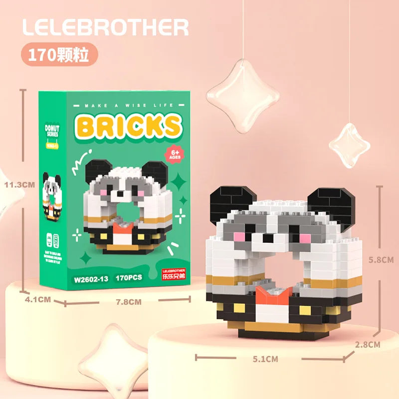 Cartoon Building Block Donut Series Cute Animal Micro-Particle Children's Educational Assembly Toys Children's Day Gift