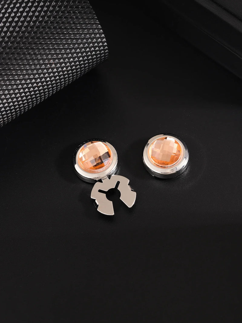 Luxury Rhinestone Button Cap Non-French Shirts Clamshell Cufflinks Round High-end Men's Shirt Buttons Accessories Gifts for Men