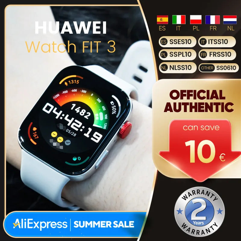 Huawei Watch Fit 3 Smartwatch 1.82" AMOLED Screen 10-Day Battery Life All-Round Health Fitness Tracker for man woman