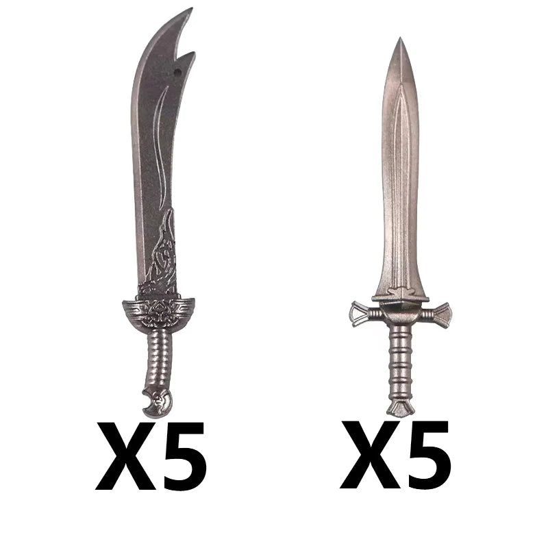 Medieval MOC Weapon Figure Accessories Building Blocks Soldiers Sword Shield Bow Arrow Trident Hammer Axe Spear Brick Kid Toy