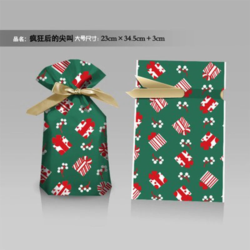 Hot Sale 10Pcs/Lot 15x23cm Christmas Plastic Gift Bag Party Favor Boutique Cosmetics Candy Gifts Packaging Bags With Drawstrings