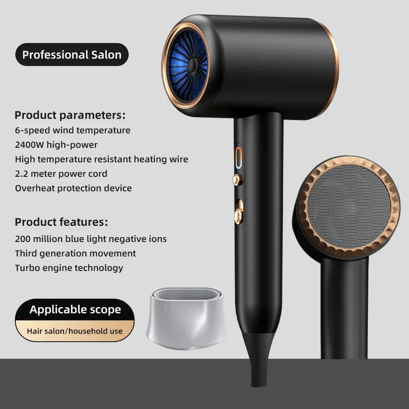 New High-Speed Hair Dryer 2400W High-Power Negative Ion Ultra Silent Recommended Professional Hair Dryer For Home Hair Salons