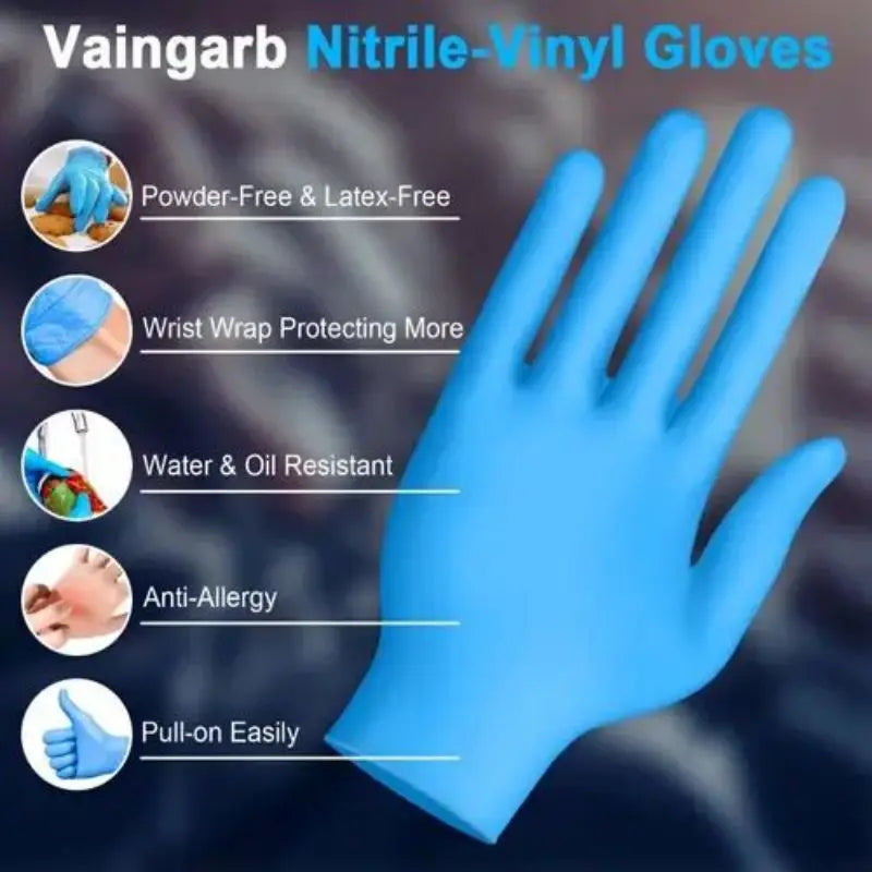 20pcs Disposable Blue Nitrile Gloves For Kitchen Disposable Latex Gloves, Oil-Proof Gloves, Multi-Functional Washing Gloves