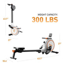 Home Rowing Machine 32Level Adjustable Resistance 300LBS Trainer Row Machine LED Monitor Tablet Holder Bluetooh Fitness Machine