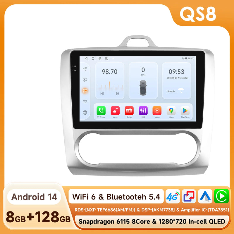 2Din 360Camera Android13 Car Radio For Ford Focus 2 Mk2 2004-2011 Car Multimedia Player Intelligent Screen autoradio Carplay SWC