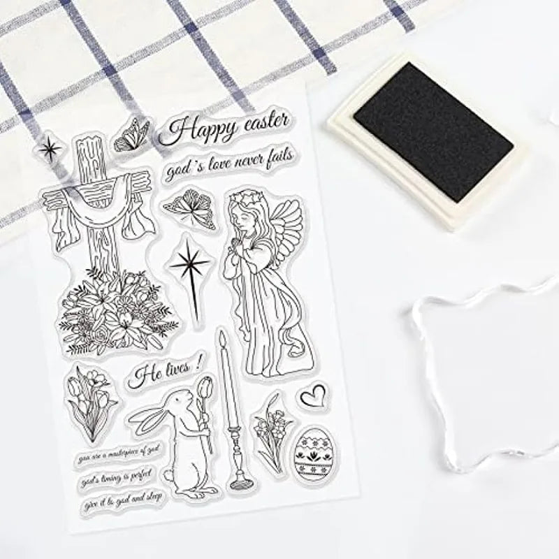 Easter Themed Silicone Clear Stamps Transparent Stamps for Birthday Valentine's Day Party Cards Making DIY Scrapbooking