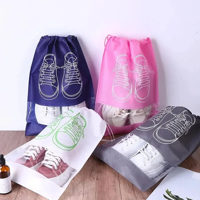 5/10Pcs Set Shoe Storage Bag With Thickened Non-woven Fabric Strap Mouth Large Capacity Travel Waterproof Shoe Bag Moistureproof