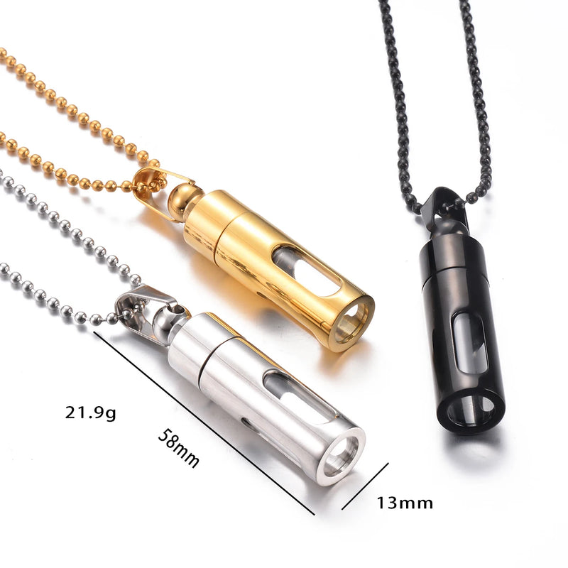 Openable Glass Container Tube Urn Necklaces for Ashes Stainless Steel Cremation Jewelry Memorial Pendant Keepsake + Funnel Fill