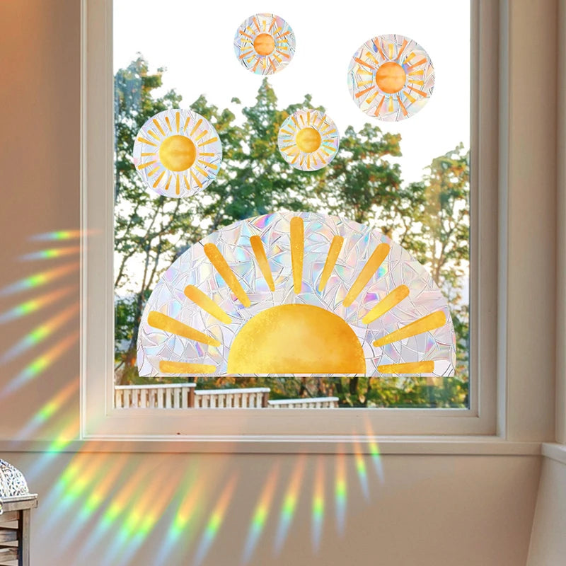 Rainbow Sun Catcher Window Glass Stickers Electrostatic Cloud Wall Prisms Stickers for Home Kids Bedroom Decoration PVC Decal