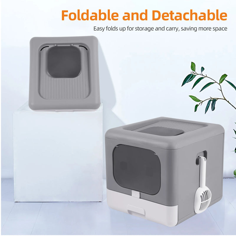 Modern Cat Litter Box Cat House Furniture Detachable Kitten Cat Potty Self Cleaning Hidden Toilet with Portable Scoop Drawer
