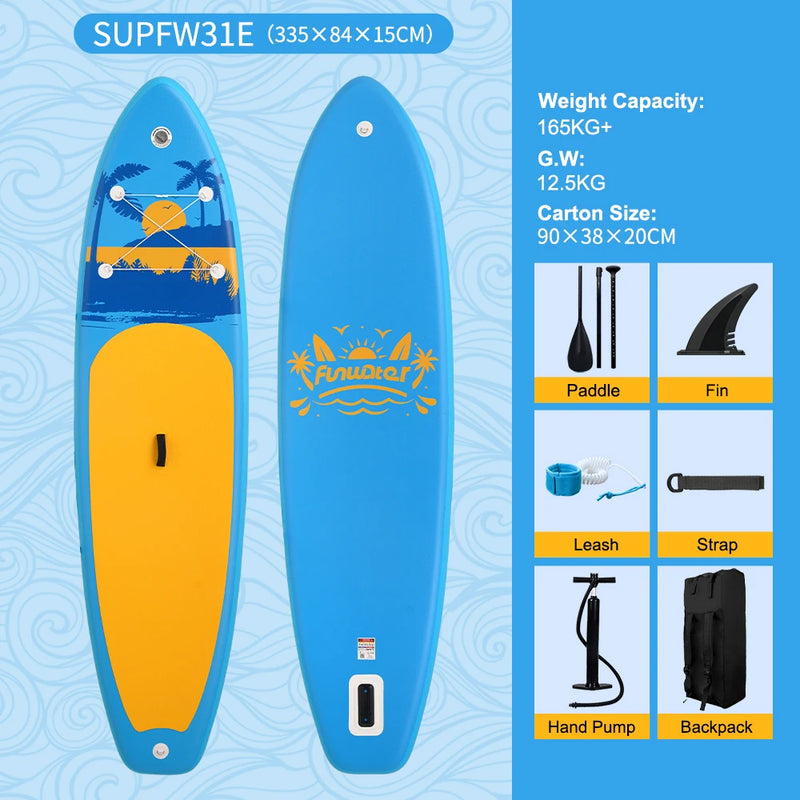 FunWater 350✖87✖15cm Sup Board Inflatable Surfboard Stand Up Paddle Board Inflatable Sup PaddleBoard with Accessories EU Stock
