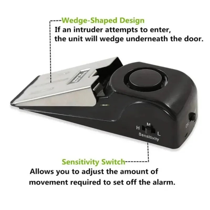 Mini Wireless Alarm Door Stop Alarm 120dB Great for Home Wedge Shaped Stopper Alert Security System Block Blocking System