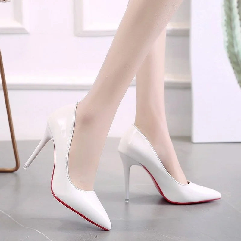 Women Shoes Spring Patent Leather Stiletto Women's Single Shoes Pointed Dress Bride Bridesmaid Wedding Shoes