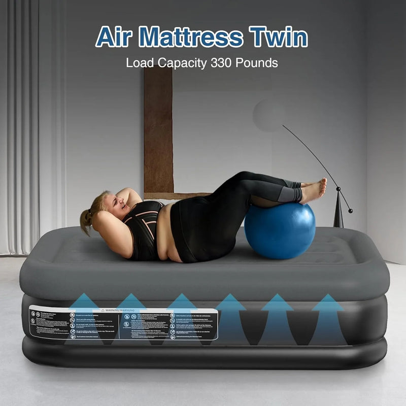 Twin Air Mattress Built in Pump 18 Inches High Twin Air Mattress 1-3 Minutes Fast Self Inflating Air Mattress