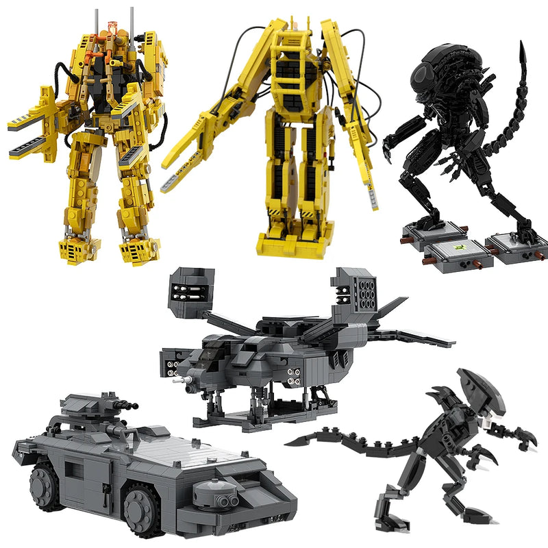 MOC Movie Alien Bricks Model Alien Drooling Monster Building Blocks Ripleys Powerloader Assembly Toys Children Birthday Gifts