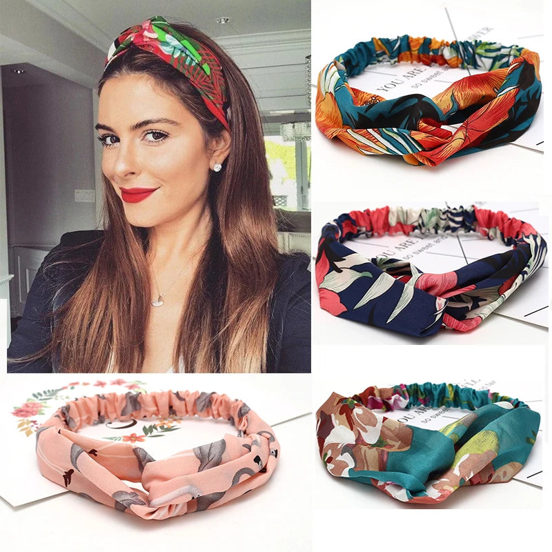 Women Headband New Fashion Hair Bands Bohemian Cross Elastic Hair Band For Ladies Black Purple Female Head band Hair Accessories