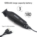 Kemei KM-2293 Professional Hair Trimmer Machine Zero Gapped Full Metal DLC T-Blade Finishing Machine USB LED Man's Hair Clipper