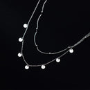 TrustDavis Real 925 Sterling Silver Double Layer 5mm Wafer Beads Choker Necklace For Women Wedding Fine Jewelry DA3000