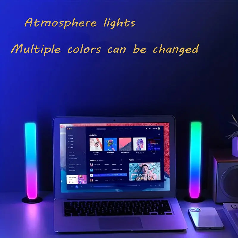 RGB Pickup Light Music Rhythm Lights Upgraded USB Rechargeable Model Christmas Decoration Desktop RGB Light Bar Music Rhythm