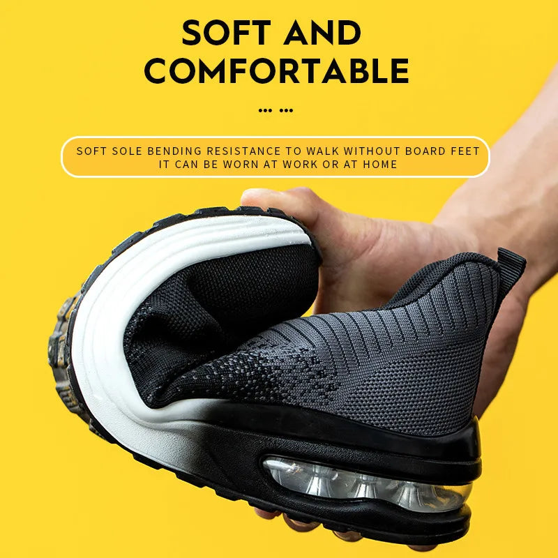 Air Cushion Work Safety Shoes For Men Women Breathable Work Sneakers Steel Toe Shoes Anti-puncture Safety Protective Shoe