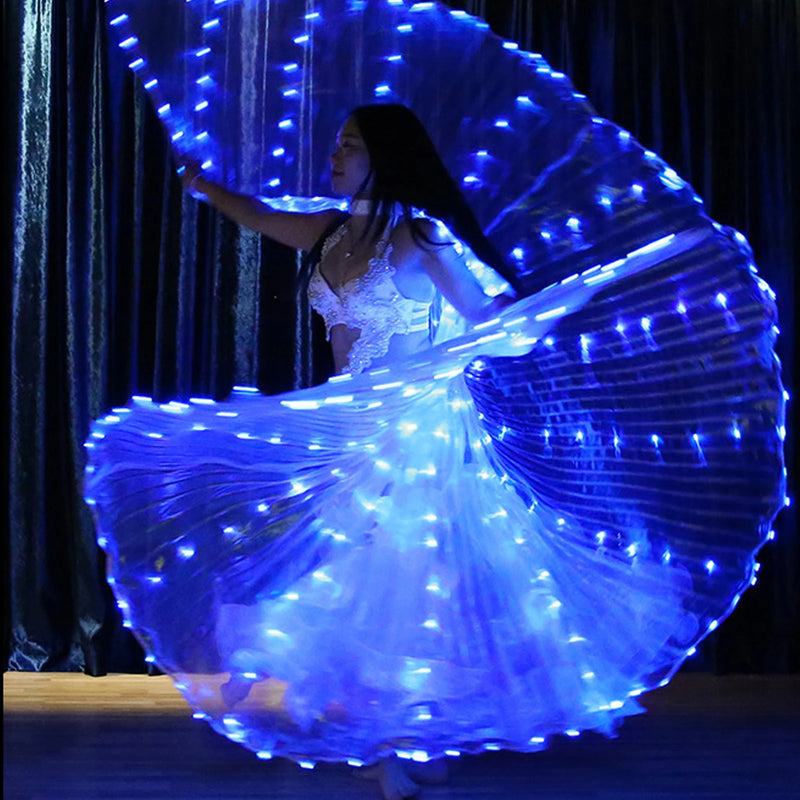 LED Isis Wings Belly Dance Colorful Butterfly Wings Glowing Light Up Costume Performance Clothing for Halloween Christmas Party