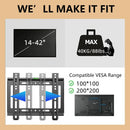 TV Wall Mount Bracket Low Profile Fixed for 14-42 Inch Flat Screen TVs & Monitors Universal TV Monitor Mount Max VESA 200x200mm