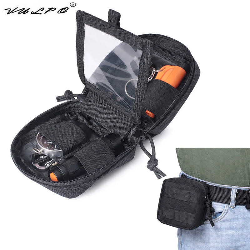 VULPO Tactical Mini Multi-purpose MOLLE EDC Tool Pouch Knife Compass Flashlight Card Storage Bag Hunting Camping Micro Waist Bag