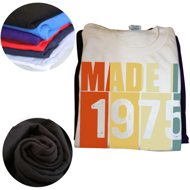 Made in 1975 Limited Edition 49 Years of Being Awesome Tee Tops Round Neck Short-Sleeve Fashion Tshirt Casual Basic T-shirts