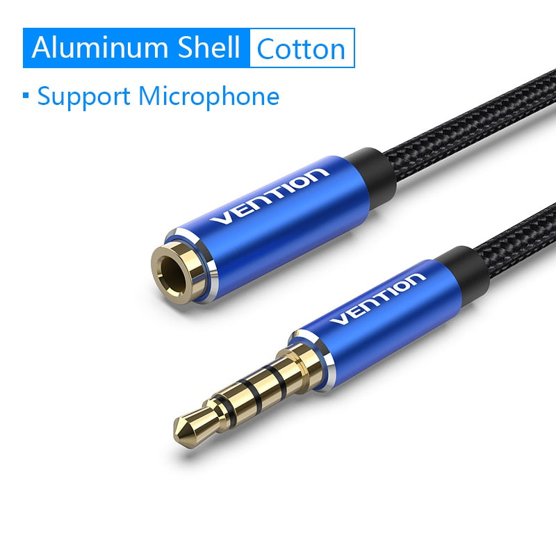 Vention Jack 3.5 Aux Extension Cable for Car Laptop Mini PC TV Xiaomi Huawei Stereo 3.5 mm Jack Headphone Speaker Cable Auxiliar