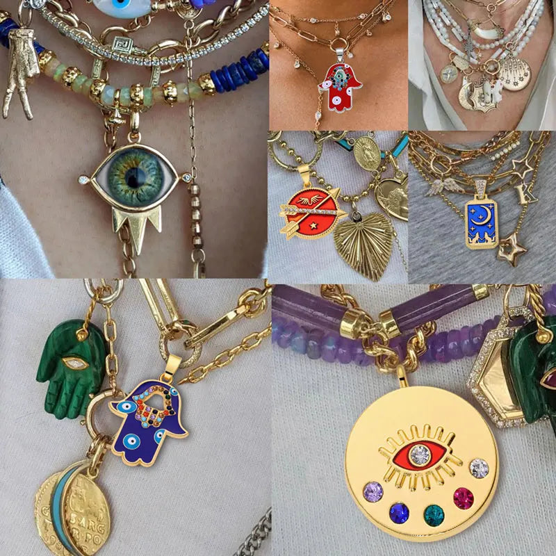 New Crystal Blue Evil Eye Charms Amulet Pendants For Jewelry Making Accessories DIY Designer Bohemia Style Necklaces Supplies