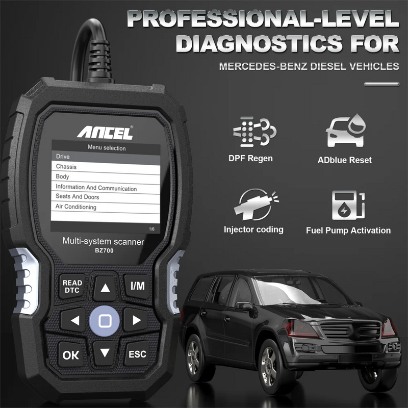 ANCEL BZ700 OBD2 Scanner for Mercedes for Benz Sprinter Smart All System Scan Tool ABS SRS SAS Oil Reset Car Diagnostic Tool