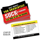 (Pack Of 50)Bad Parking Cards  You Parked Like An Idiot Business Cards 3.54"x1.97" For Funny Parking Violation Prank Notice Gag