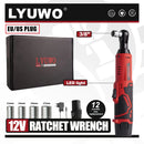 LYUWO 12V Cordless Right Angle Electric Wrench 45NM 3/8 Inch Ratchet Wrench Disassembly Nut Car Maintenance Tool With 4 Sockets