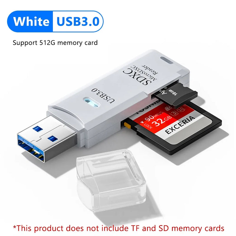 2PCS 2-in-1 USB 3.0 Card Reader Micro SD TF Memory Card Reader USB Flash Drive Cardreader Adapter For PC Laptops Accessories