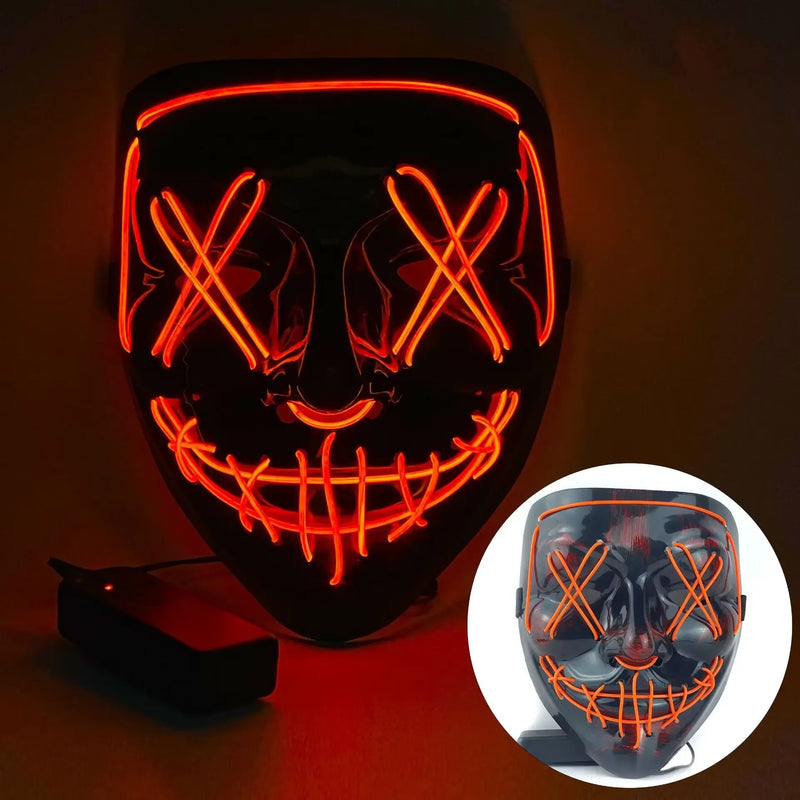 Halloween Masks of Terror Led Face Light Mask Scary Scream Bright Mask for Carnival Halloween Costumes for Men Glow in The Dark