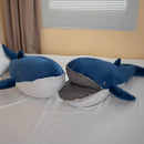 Nordic Style Blue Whale Plush Toy Cute Marine Animal Stuffed Dolls Mouth with Zipper Sleeping Throw Pillow Kids Christmas Gift
