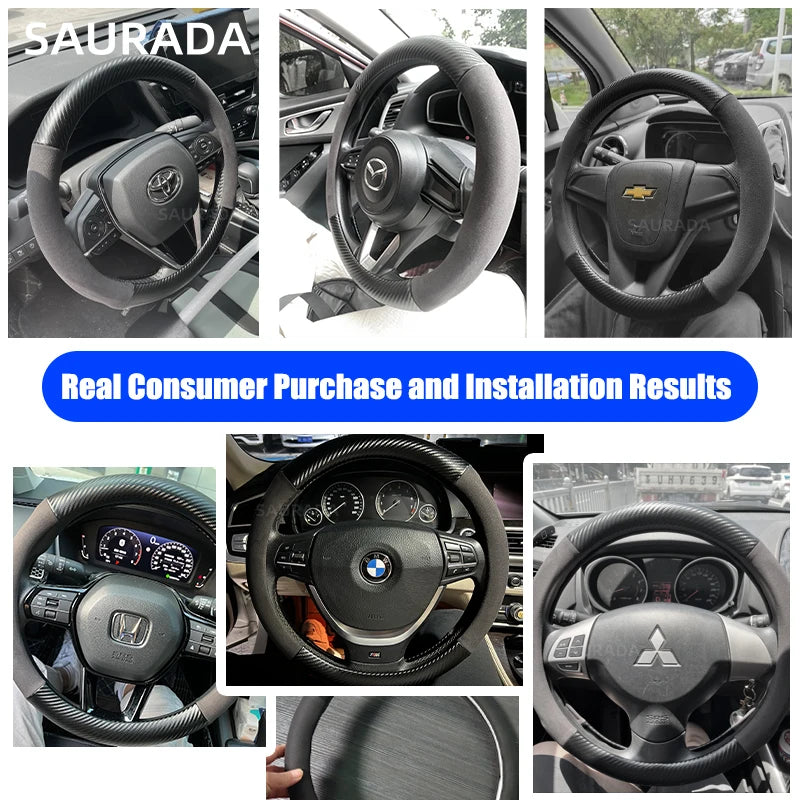 38cm Car Steering Wheel Cover For Seat Cupra Leon Mk3 Mk2 5f Ibiza 6j 6l Ateca FR Formentor 38cm Suede Cowhide Leather D Type