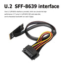 M.2 M-key to U.2 (SFF-8639) Cable with 15-pin SATA  15-Pin Female Connector for 2.5 inch NVMe SSD Hard Disk Adapter Connector