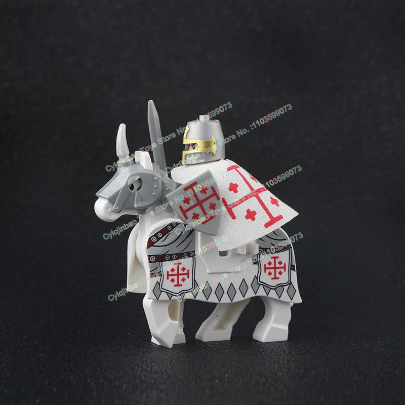 Medieval Knight Stormwind City Guard Reloaded Golden Horse Silver Horse Action Figures Building Blocks Accessories Toys DT8902