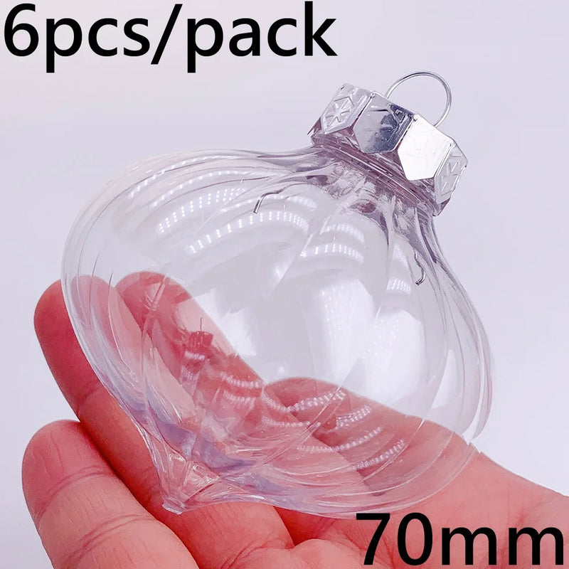 6 Pieces x DIY Shatterproof Transparent Home Christmas Decoration Bauble Ornament 80mm Plastic Window Opening Ball