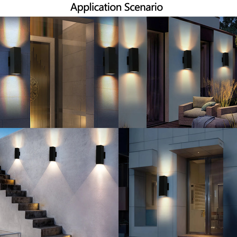 2-Pack Outdoor Wall Light IP65 Waterproof Up & Down GU10 Bulb Wall Sconce Black Aluminum Exterior Light for Porch, Patio, Garage