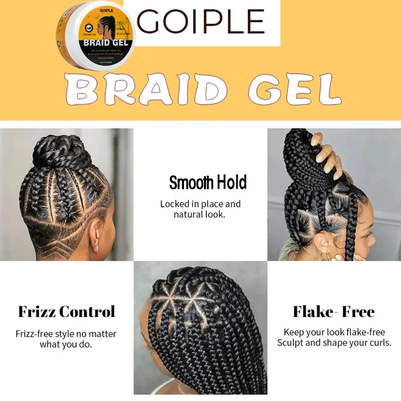 GOIPLE Hairstyle Fixative Cream Edge Control Oil Cornrow Styling Products Strong Hold Lock And Twist Foam Mousse Braid Hair Gel