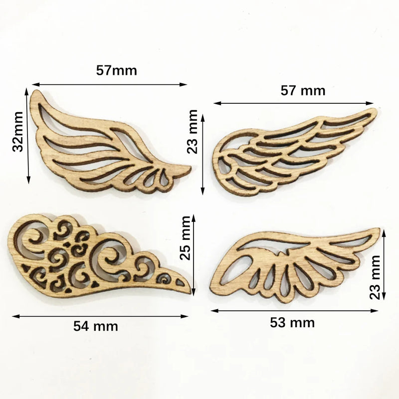 10Pcs Wooden Decor Angel Wings Hollow-Out Wood Chips Wing Patchs Diy Crafts Scrapbook Hand Made Decoration Accessories