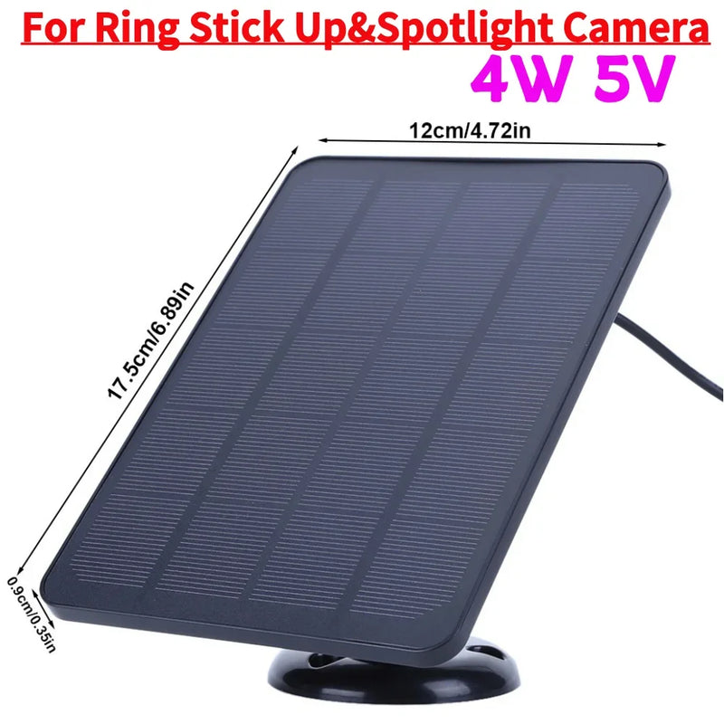 4W 5V Solar Panel Kit Waterproof Adjustable Wall Mount Bracket with 9.8FT Charging Cable for Ring Stick Up&Spotlight Camera