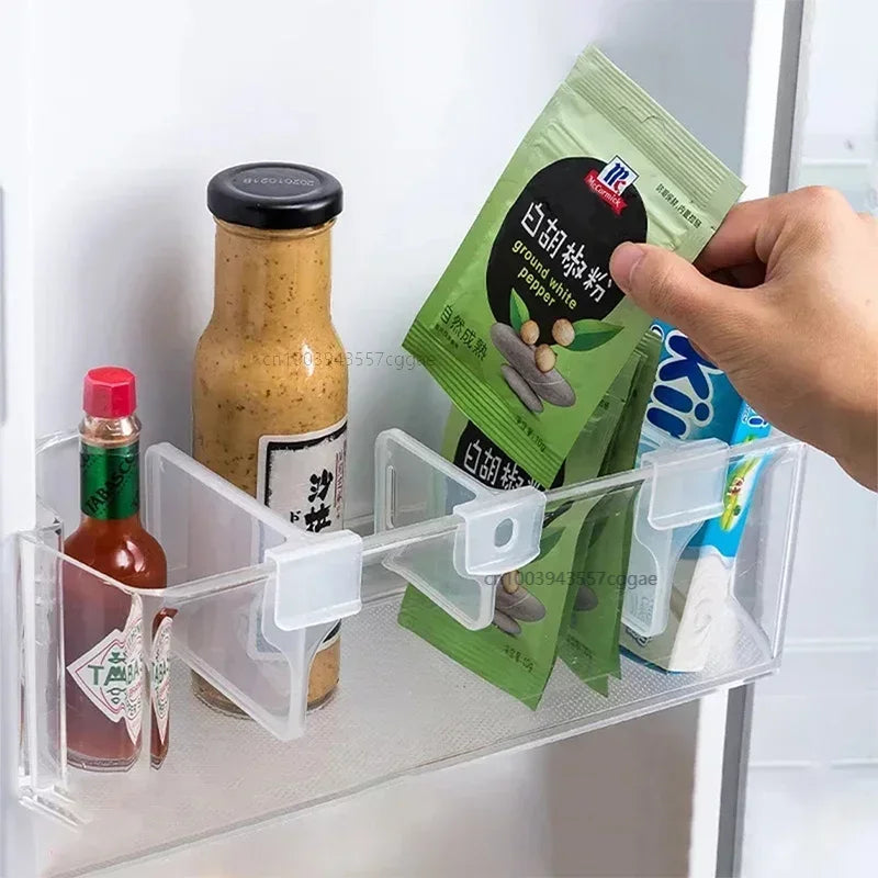 1/4pcs Refrigerator Storage Partition Board Retractable Plastic Divider Storage Splint Kitchen Bottle Can Shelf Organizer Racks