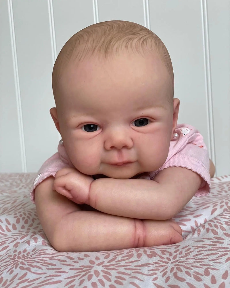 NPK 49CM Soft Silicone Cloth Body Julieata Lifelike Real Touch Reborn Baby Girl with Hand-Drawing Hair Toddler Cute Doll